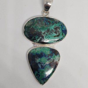 Charles Albert Chrysocolla and Azurite Sterling Pendant